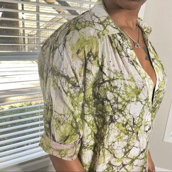 Revolve Fifteen Twenty Silk pajama style Sheer Natural Print Top Small - Picture 6 of 16